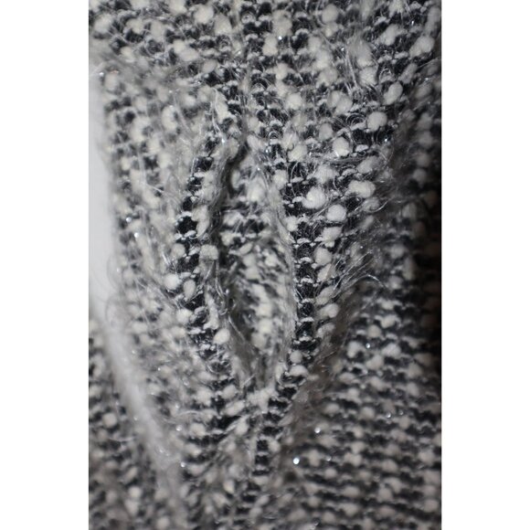 Muse Boucle Knit Cardigan Jacket Black White Textured Open Front Old Money Chic - Picture 8 of 9